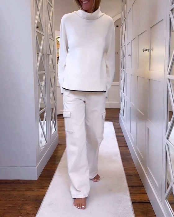 Pulower z wysokim dekoltem i długim rękawem