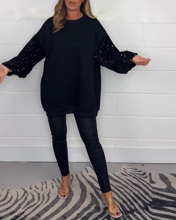 Bluza z długim rękawem i okrągłym dekoltem