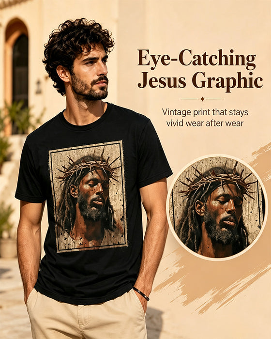 T-Shirt Męski Vintage Czarny Nadruk