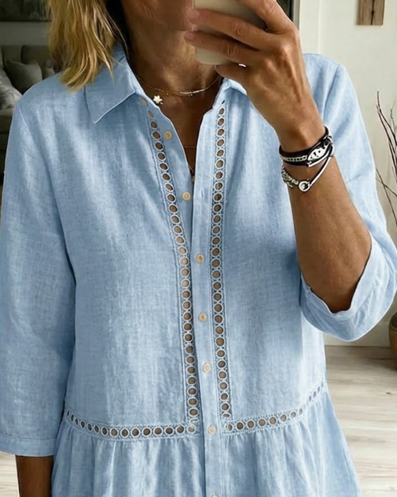 Koszula Ażurowa Rękaw 3/4