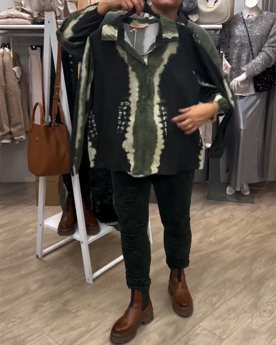 Koszula Z Klapami W Stylu Retro Z Długim Rękawem