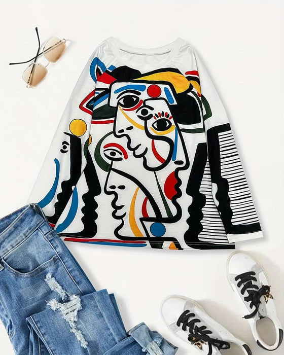 Bluzka z abstrakcyjnym nadrukiem