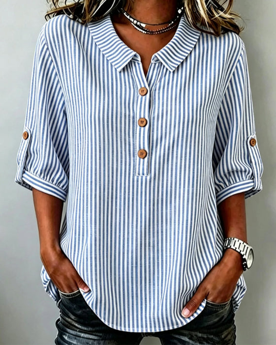 Bluzka Swobodna W Paski Henley