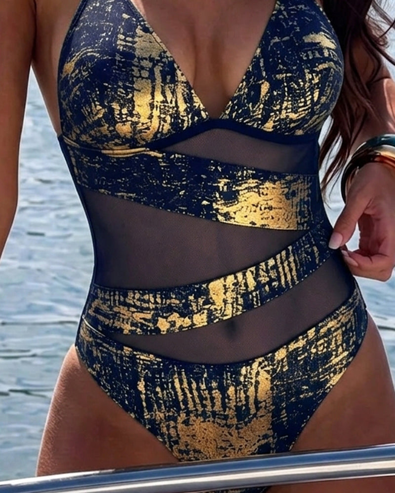 Jednoczęściowy Blok Kolorów Halter Design