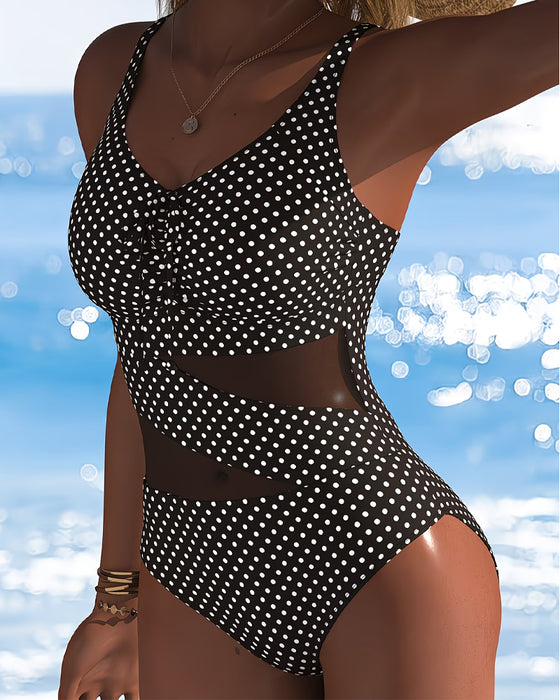 One-Piece Kropka Krawat Siatka Patchwork