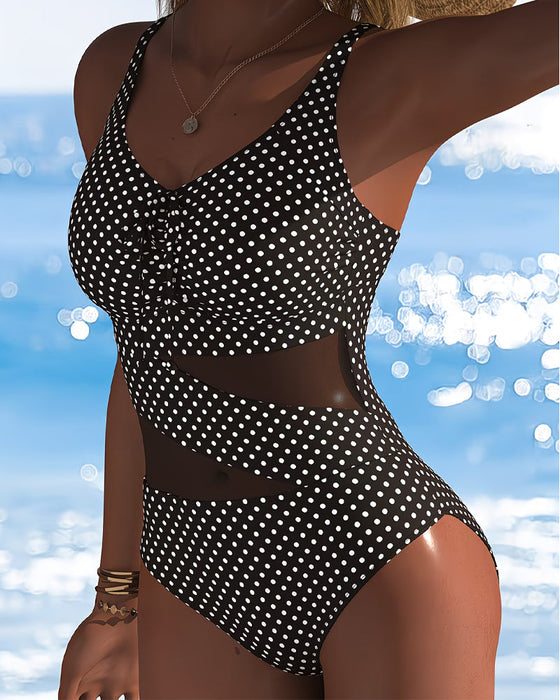 One-Piece Kropka Krawat Siatka Patchwork
