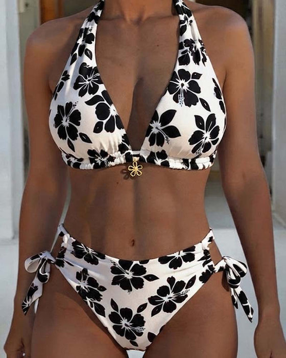 Bikini Hibiskus Druk Halter