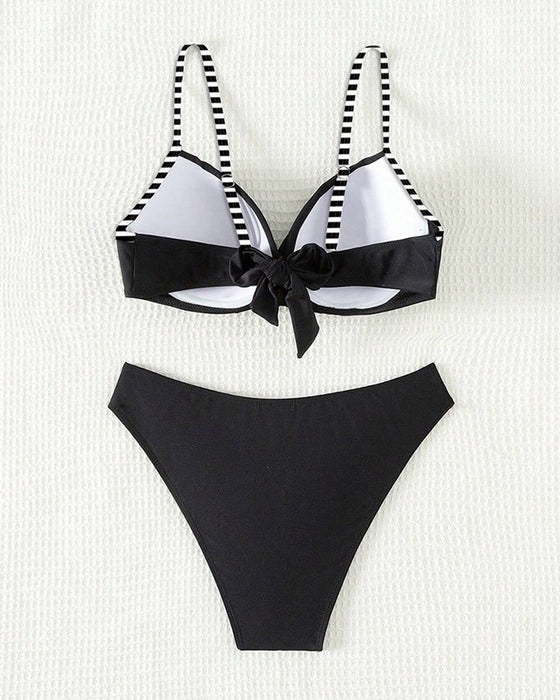 Bikini Seksowny W Paski Kontrastowy Trójkątny