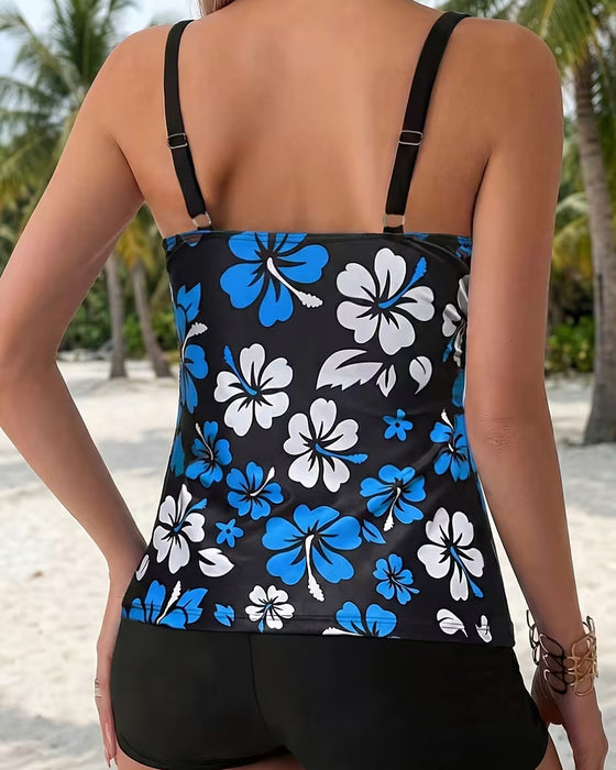 Tankini Hibiskus Druk Pływanie