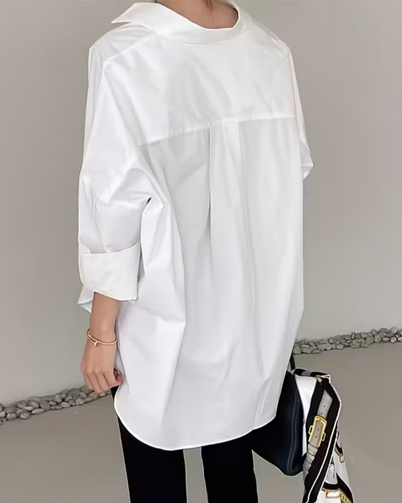 Koszula Stylowa Jednokolorowa Z Długim Rękawem