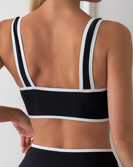 Strój Kąpielowy Dwuczęściowy Paskowany Blok Kolorów Bikini