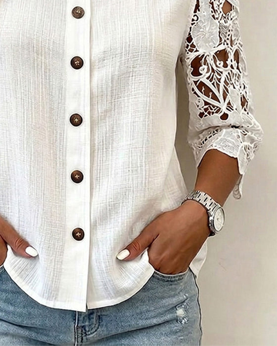Bluzka Wycięcie Off-Shoulder Guzik