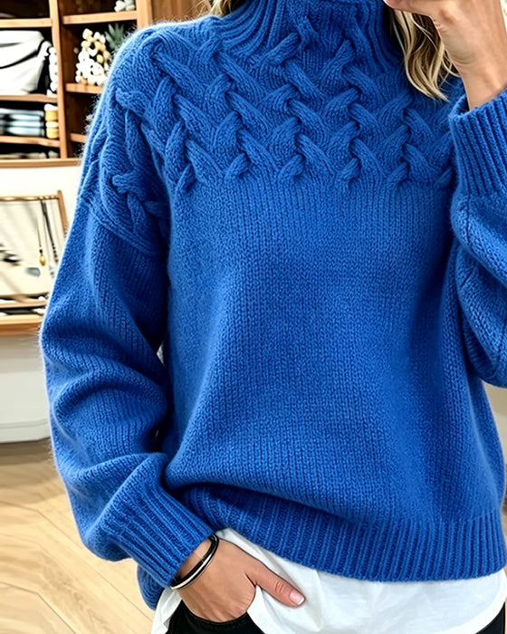 Sweter Gładki Swobodny Długi Rękaw