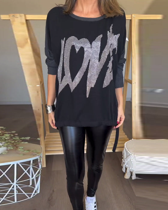 Bluzka z długim rękawem i okrągłym dekoltem