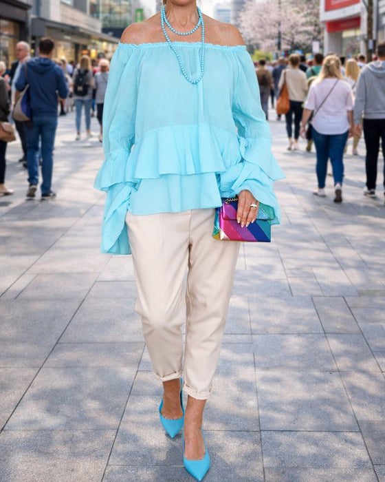 Bluzka Off-Shoulder Warstwowa Ruffle