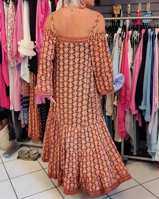 Luźna Sukienka Na Ramiączkach W Stylu Boho