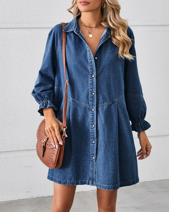 Sukienka Denim Patchwork Długi Rękaw