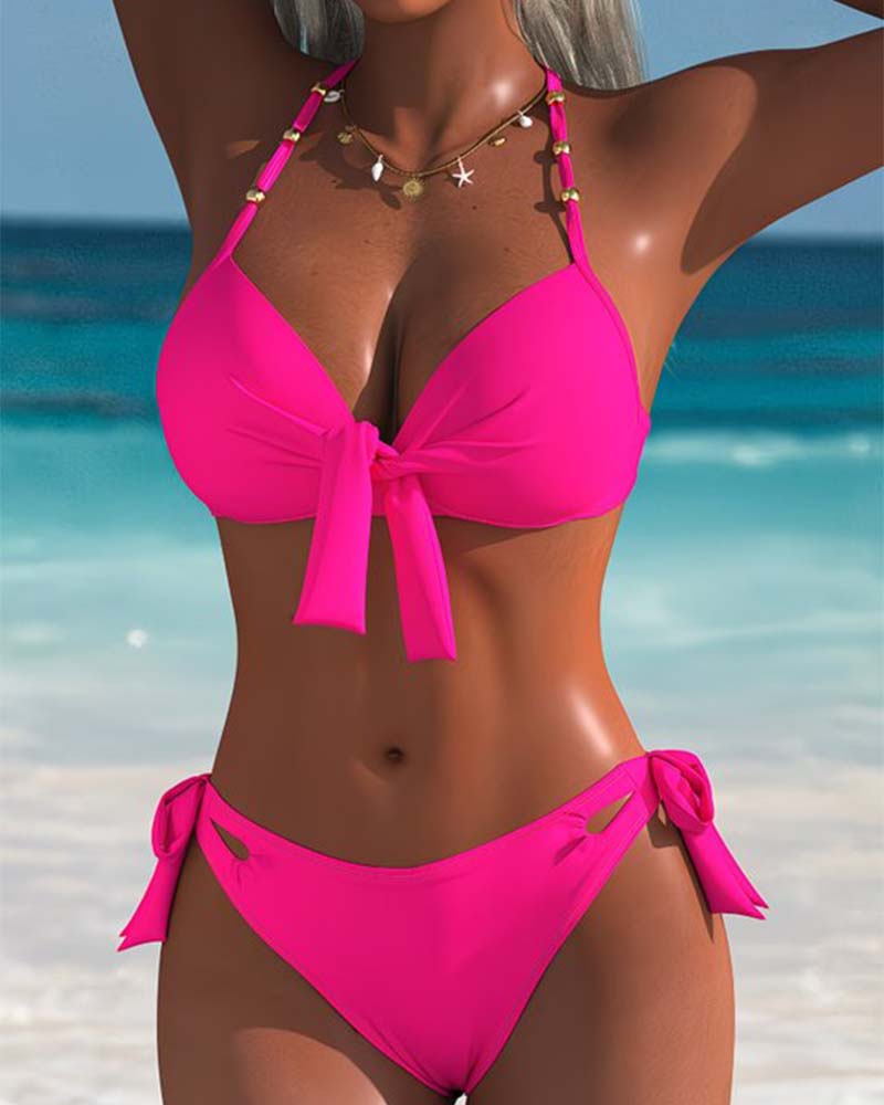 Bikini Seksowny Gładki Halter