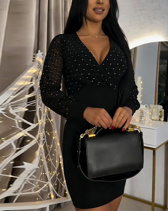 Spódnica Seksowna Głęboki Dekolt V Siatka Bodycon