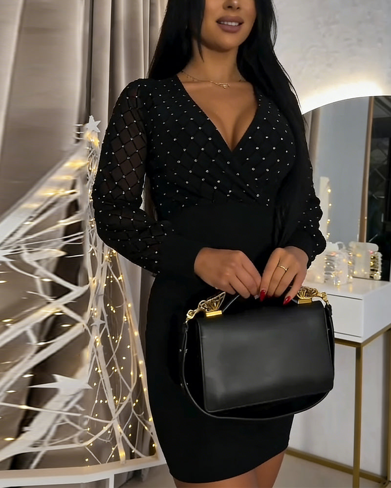 Spódnica Seksowna Głęboki Dekolt V Siatka Bodycon