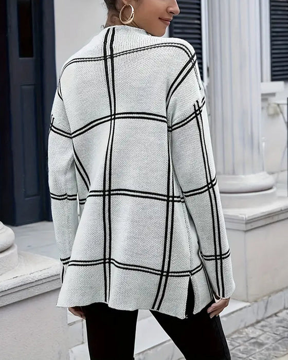 Sweter z golfem w paski