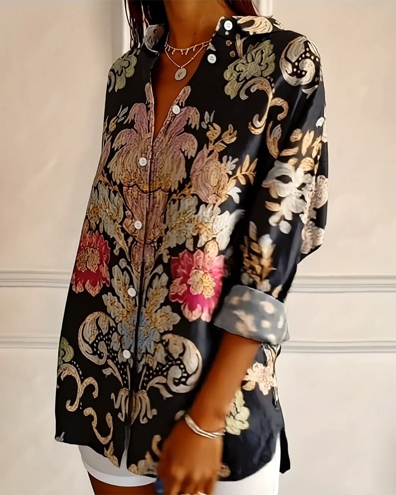 Koszula Kołnierzyk Drukowana Zapięcie Na Guziki