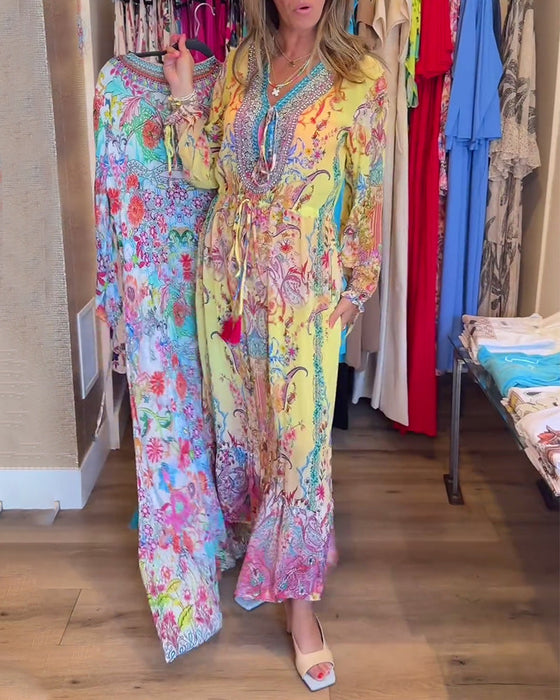 Sukienka z długim rękawem i nadrukiem