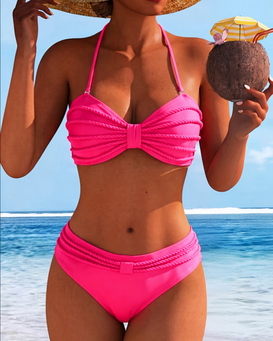 Bikini Jednolity Kolor Wiązany Na Szyję