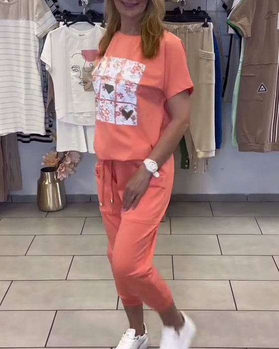 Zestaw Casual Męskie Spodnie 7/8 Wzorzyste