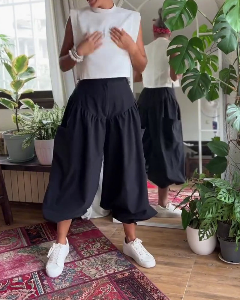 Spodnie Wysoki Stan Luźny Wygodny