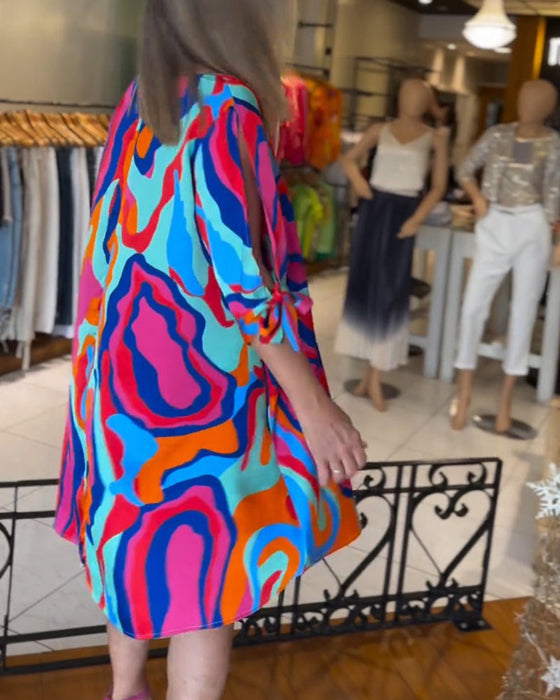 Luźna sukienka z okrągłym dekoltem