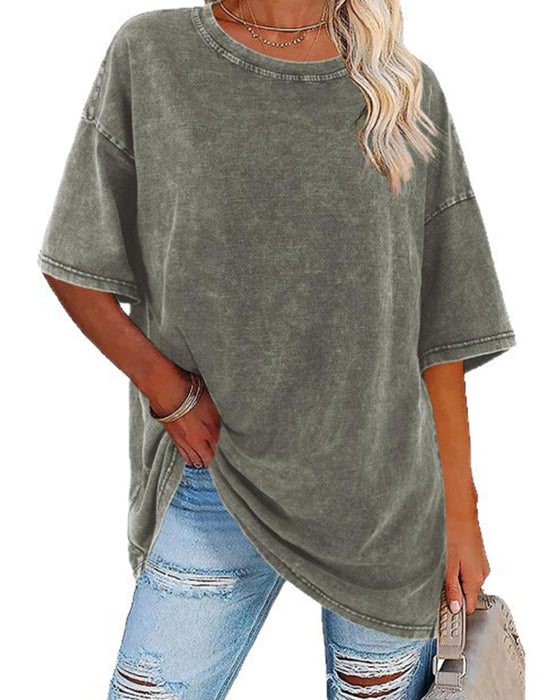 T-Shirt Luźny Krój Casual Krótki Rękaw