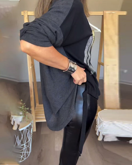 Bluzka z długim rękawem i okrągłym dekoltem