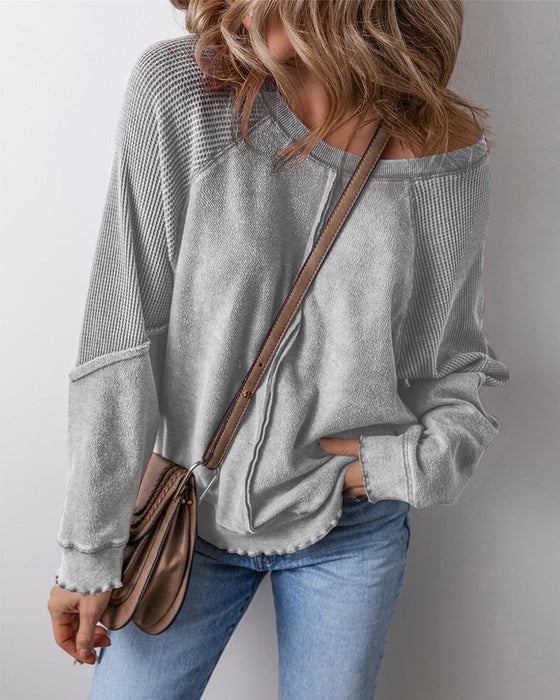 Bluzy Odwrócony Szew Patchwork Swobodny