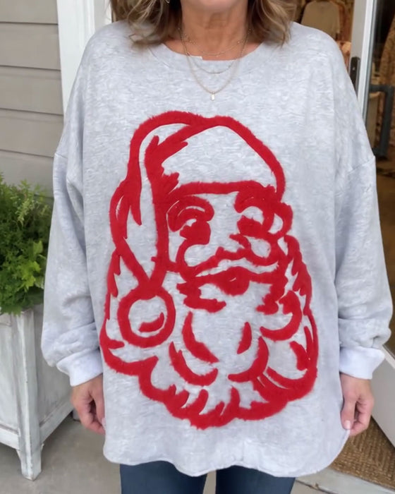 Sweatshirt Stylowy Święty Mikołaj Luźny
