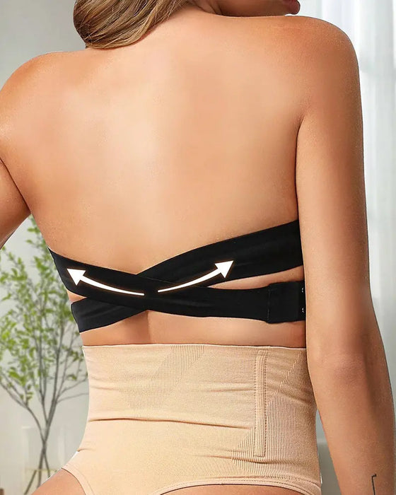 Top Biustonosz Bez Ramiączek Bezszwowy Zapięcie Z Boku Na Krzyż