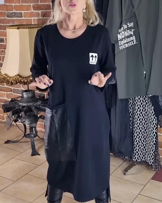 Sukienka Luźna Plus Size Panele Z Pu