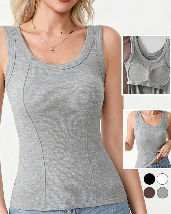 Top Cami Jednokolorowy Z Wbudowanym Biustonoszem