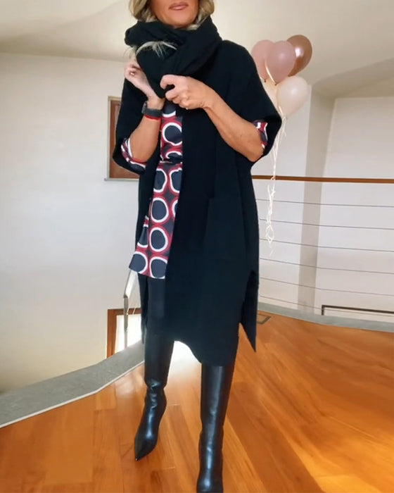 Jednolity kolor kardigan z kieszenią