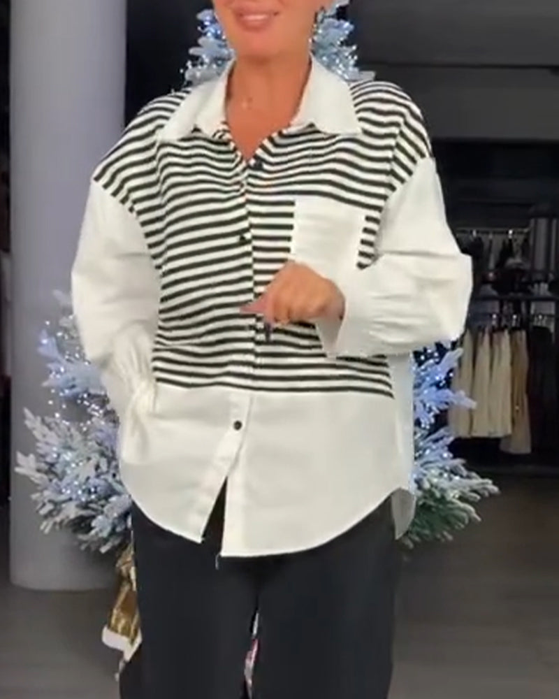 Koszula W Paski Kołnierzyk Na Guziki