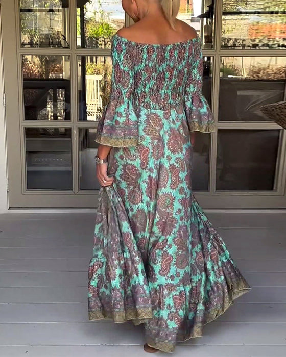 Sukienka na jedno ramię z nadrukiem retro