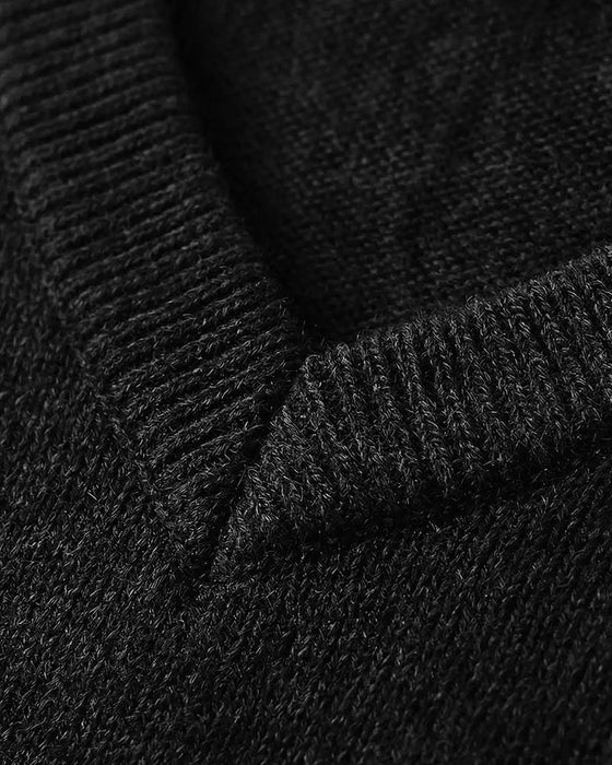 Sweter Mini V-Szyja Swobodny Gładki