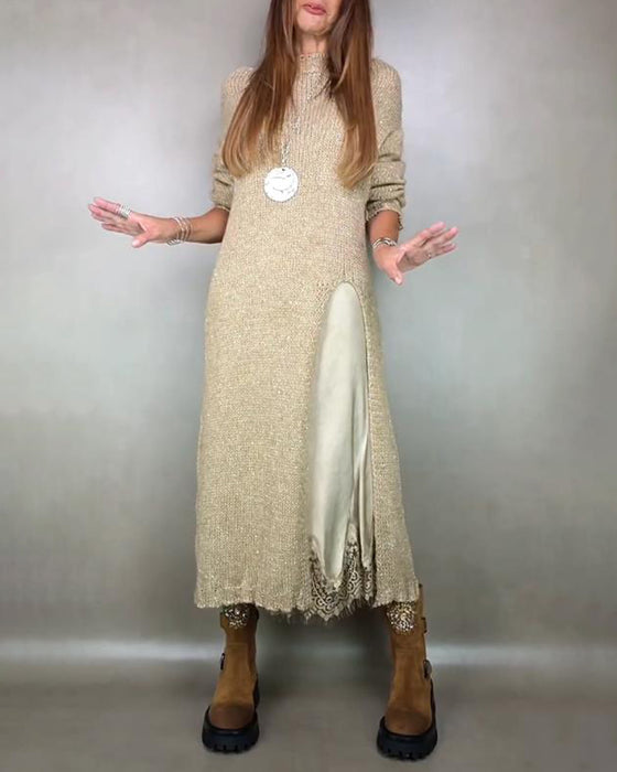 Zestaw Dwuczęściowy Z Sweterową Suknią I Suknią Cami W Dentelle