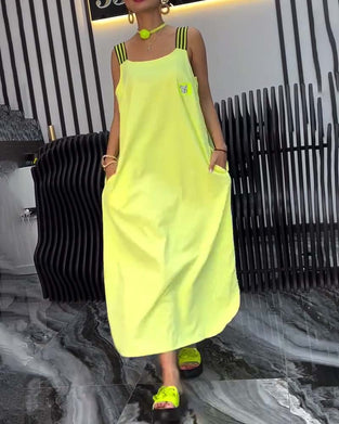 Sukienka Splicowana Zawieszenie Luźna