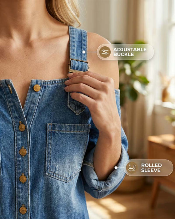 Jumpsuit Ramiączko Spaghetti Odkryte Ramię Szeroka Noga Denim