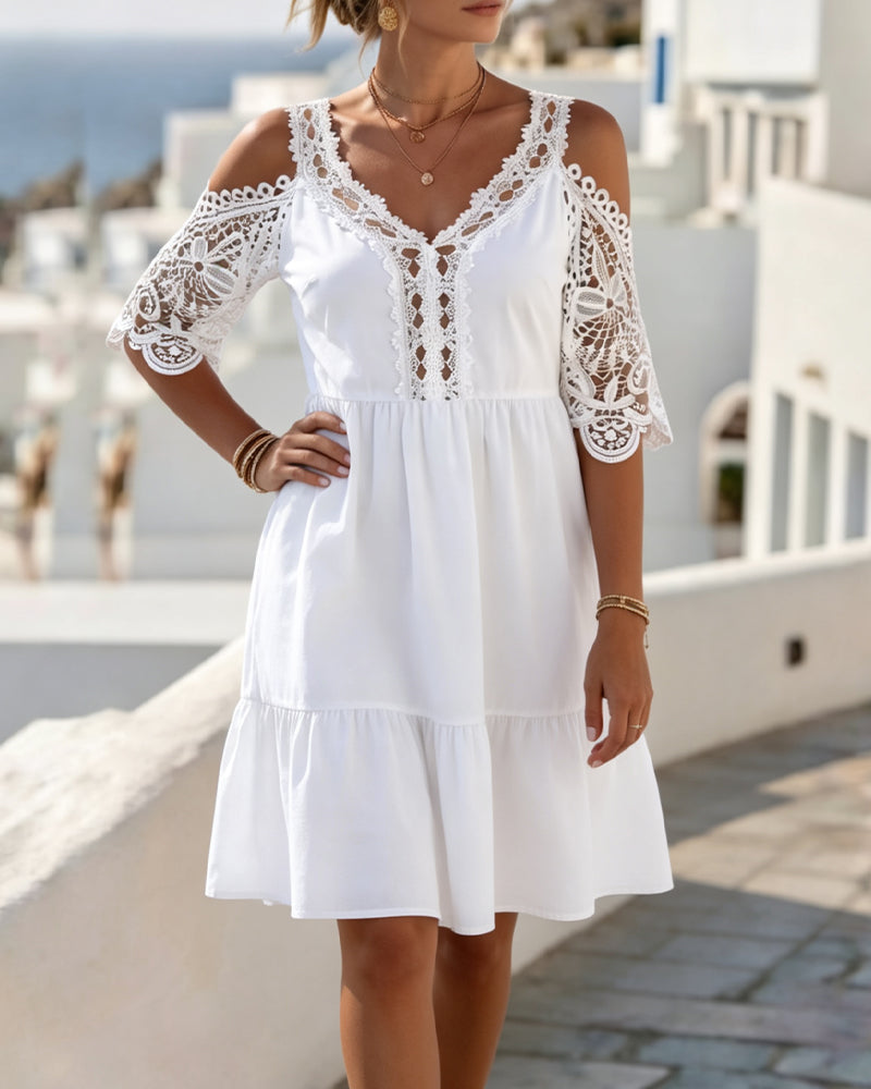 Sukienki Koronka Off-Shoulder Warstwowy Krótki