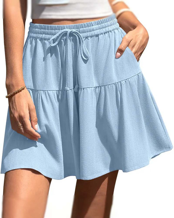 Szorty Ruffle Patchwork Wiązanie