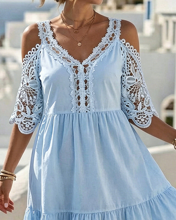 Sukienki Koronka Off-Shoulder Warstwowy Krótki