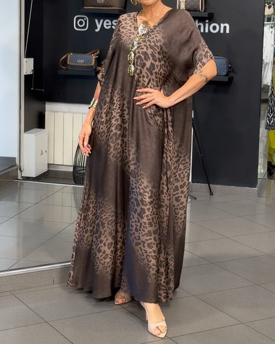 Sukienka Gradient V-Neck Leopard Print