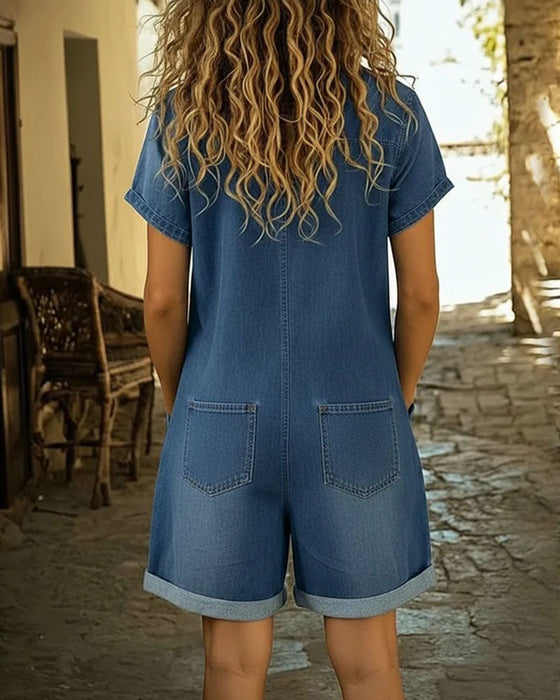 Kombinezon Krótki Rękaw Denim